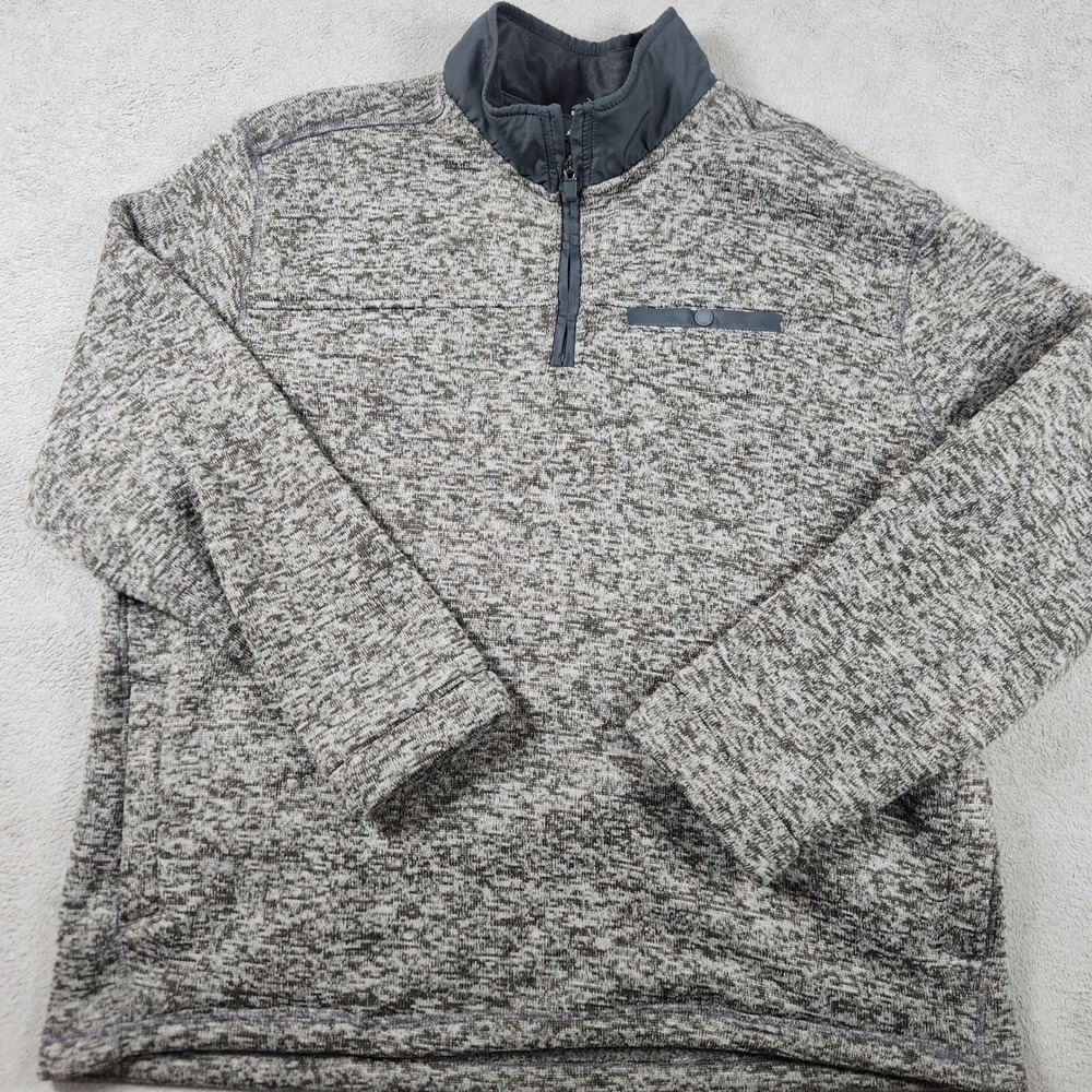Eddie Bauer Fleece 1/4 zip Pullover Jacket Mens size 2XL Gray Marled Sweater
